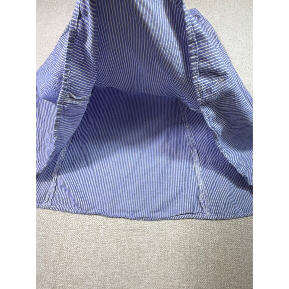 Talbots Women XL Blue White Striped A-Line Midi Linen Blend Summer Skirt - Picture 7 of 10